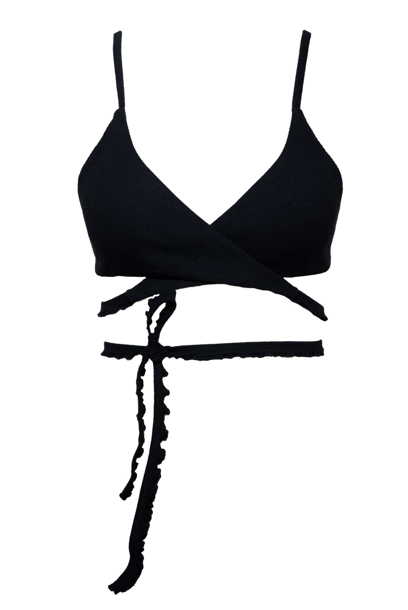 Black wrap around bralette shop