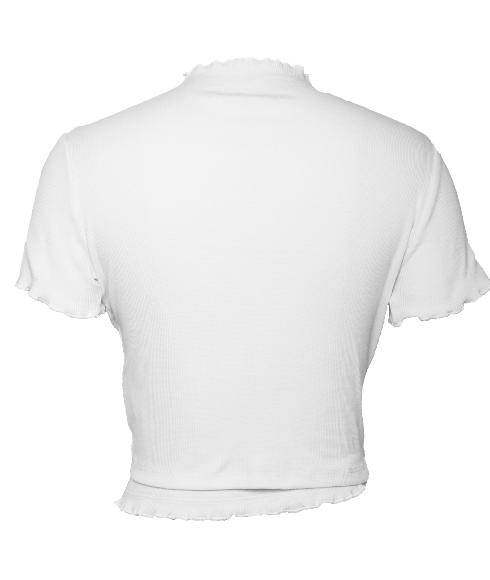 Gumi T-shirt in White, Cropped T-shirt with Ruffle Strap